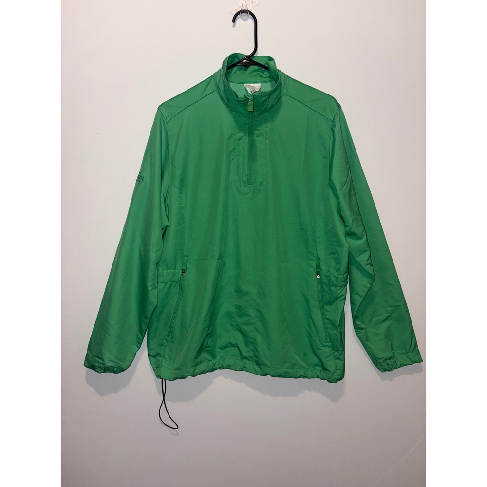 Nike Golf Windshirt Half Zip Pullover Green Windbreaker Jacket Safeway Logo